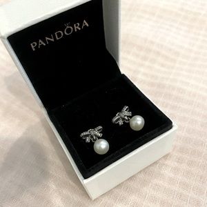Pandora pearl earrings with original box